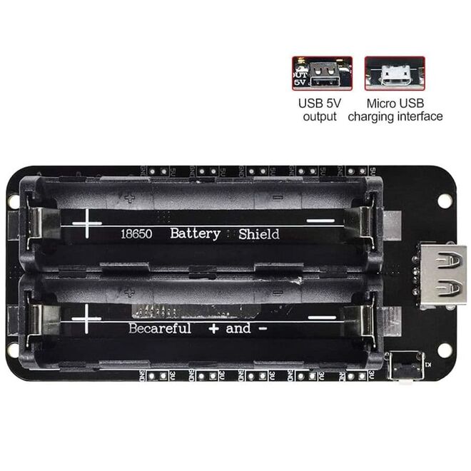 2'li Anahtarlı 18650 Lityum Pil Yuvası V8 Mikro USB - 5