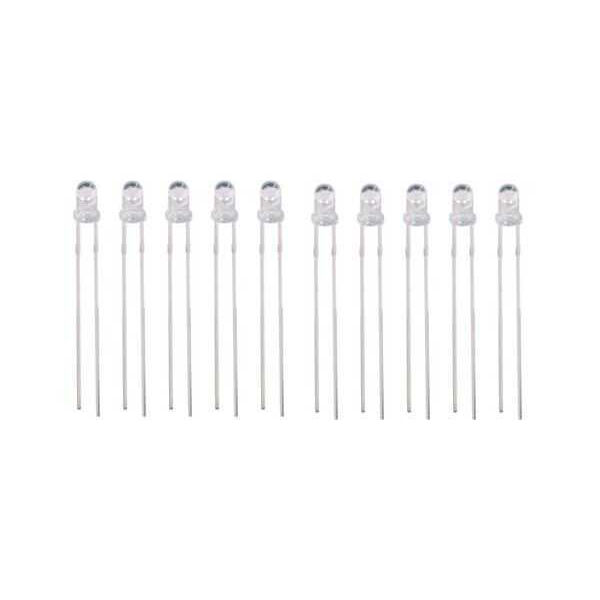 3 mm Şeffaf Beyaz Led Paketi - 10 Adet - 1