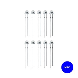 4.8 mm Şeffaf Mantar Mavi Led Paketi - 10 Adet 