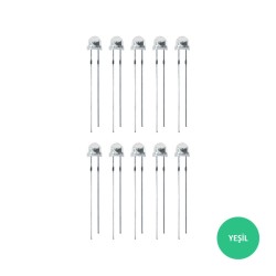 4.8 mm Şeffaf Mantar Yeşil Led Paketi - 10 Adet 