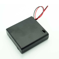 4'lü AA Pil Yuvası (Kapaklı ve Switchli) - Pil Yatağı - Robotistan