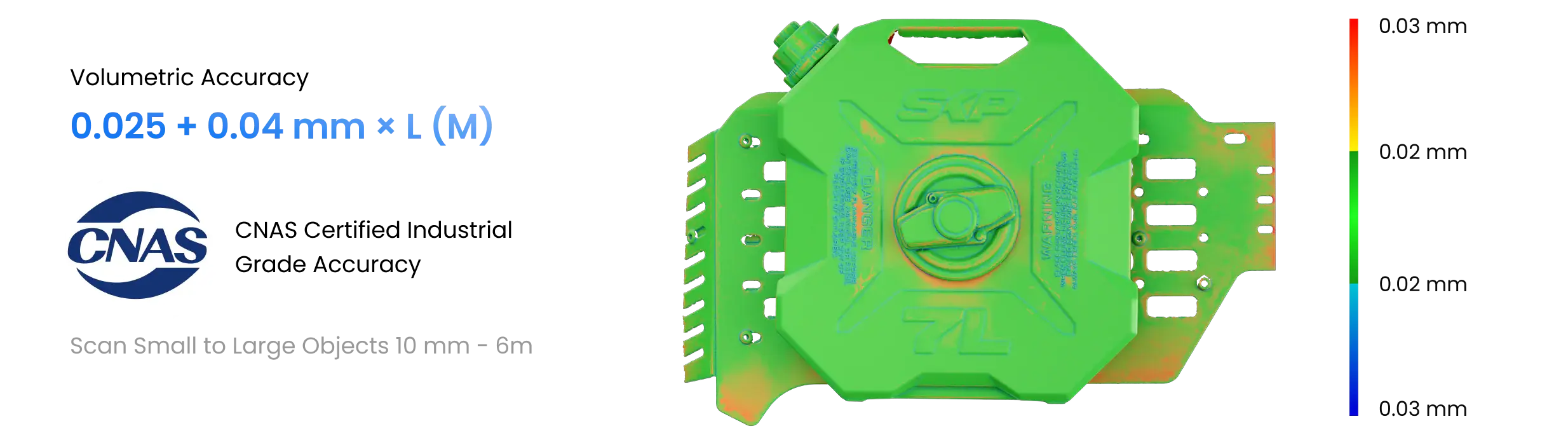 Revopoint Trackit 3D Tarayıcı hacimsel doğruluk