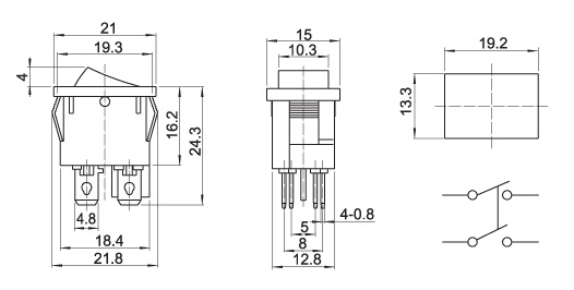 IC122 4 Uçlu Küçük Anahtar boyutları