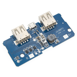 Çift USB Çıkışlı Power Bank Kartı - Pil Seviye Göstergeli (2.1A ve 1A Çıkışlı) - 2