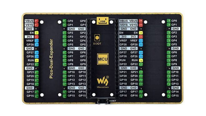 Dual GPIO Expander for Raspberry Pi Pico - Two Sets of Male Headers - 4