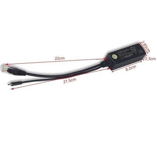 PoE Splitter with MicroUSB Plug - Isolated 12W - 5V 2.4 Amp - 3