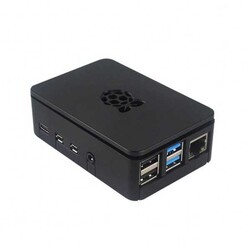 Raspberry Pi 4 Plastik Muhafaza Kutusu - Siyah (Raspberry Pi Logolu) 