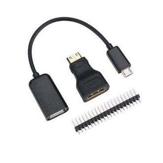 Raspberry Pi Zero Black Case with Heat Sink and 3 in 1 Adapter Kit Compatible for Raspberry Pi Zero W - 3