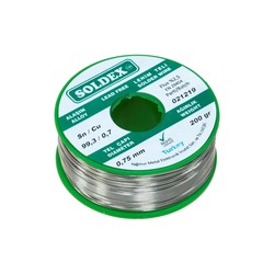 Soldex 0.75 mm 200 gr Leadless Soldering Wire (%99,3 Sn / %0,7 Cu) - Soldex