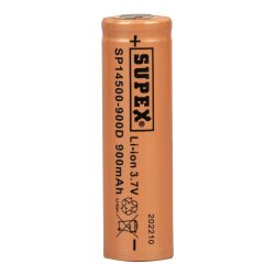SUPEX 14500 3.7V 900 mAh Li-ion Şarjlı Pil - Kutup Başsız - Supex