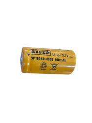 SUPEX 16340 3.7V 800mAh Li-ion Şarjlı Pil - Kutup Başlı - Supex