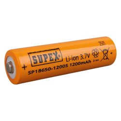 SUPEX 18650 3.7V 1200mAh Li-ion Şarjlı Pil - Kutup Başlı - Supex