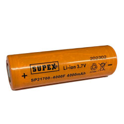 SUPEX SP21700 4000 mAh Li-Ion Rechargeable Battery - Flat Top - Supex