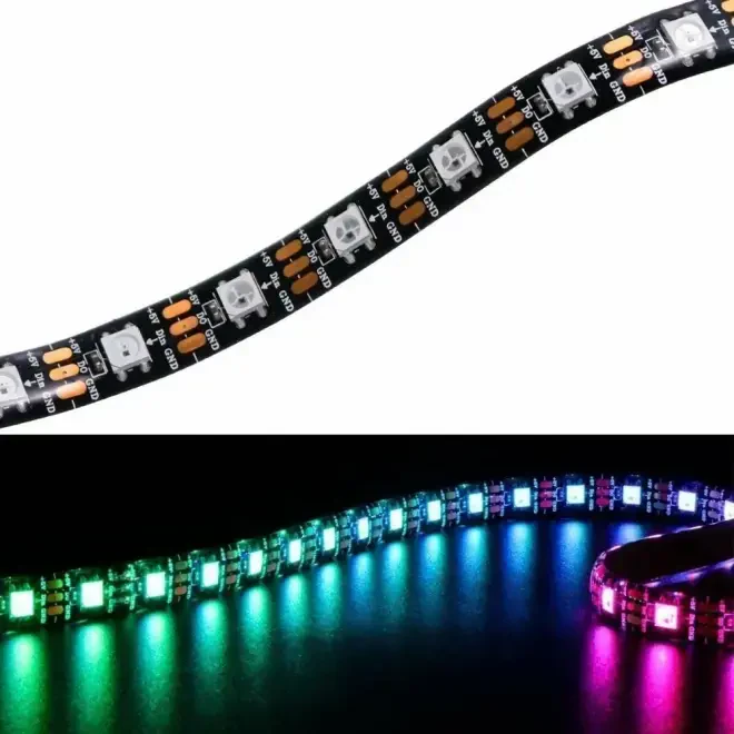 WS2812B Adreslenebilir RGB Şerit Led - 30 Led IP65 - Silikon Korumalı (Su geçirmez) - 5m - Robotistan
