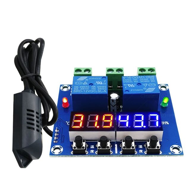 XH-M452 Çift Çıkışlı Dijital Sıcaklık ve Nem Kontrollü Termostat - 12V/DC - 1